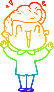 Gökkuşağı gradyanı çizimi bir insan tarafından çizilmiş heyecanlı bir çizgi film