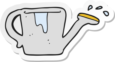 Bir insan tarafından çizilmiş karikatür sulama etiketi.