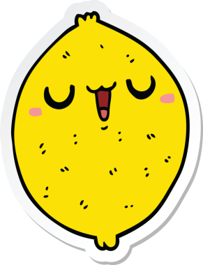 Bir insan tarafından çizilmiş mutlu limon çıkartması.