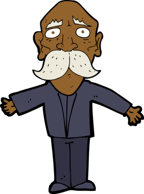 Bir insan tarafından çizilmiş yaşlı bir adam hayal kırıklığına uğradı.