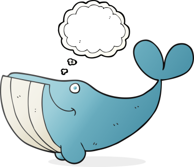 Bir insan tarafından çizilmiş serbest çizim balon karikatürü mutlu balina