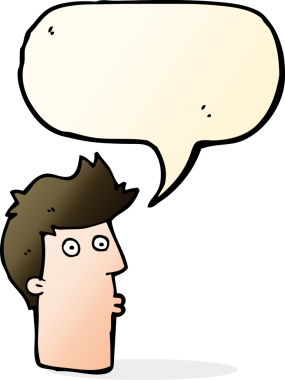 Bir insan tarafından çizilen konuşma baloncuğu ile bir adamı şaşırtan çizgi film.