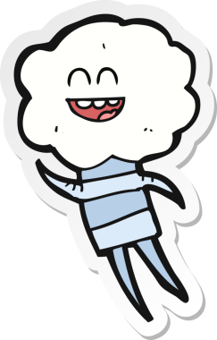 Bir insan tarafından çizilmiş şirin bulut kafalı bir yaratığın çıkartması.