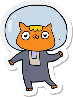 Bir insan tarafından çizilmiş uzay kedisinin çıkartması.