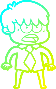 Bir insan tarafından çizilmiş endişeli çizgi film çocuğunun soğuk gradyan çizgisi.