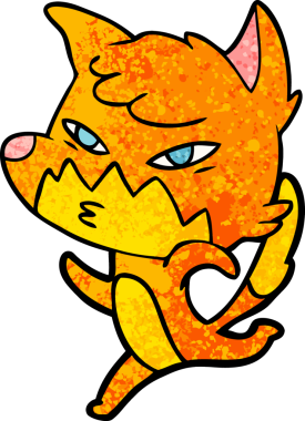 Bir insan tarafından çizilmiş akıllı çizgi film tilkisi.