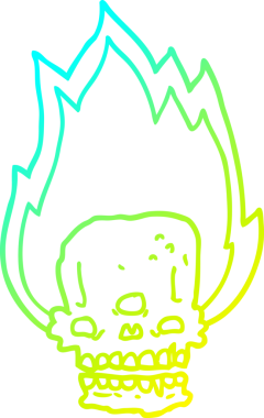 Soğuk gradyan çizgisi, bir insan tarafından çizilmiş ürkütücü bir çizgi film alevli kafatası.