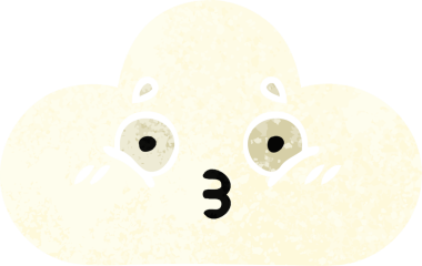 Bir insan tarafından çizilmiş beyaz bir bulutun retro çizim tarzı karikatürü