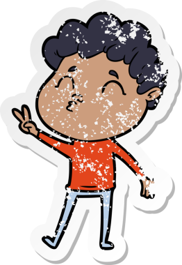 Bir insan tarafından çizilmiş karikatür adamın sıkıntılı çıkartması.