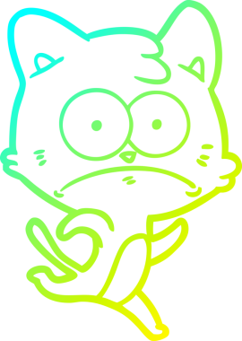 İnsan tarafından çizilmiş bir çizgi film çizimi. Sinirli bir kedi.