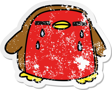 Bir insan tarafından çizilmiş serbest sticker çizgi film Şirin kawaii kırmızı robin