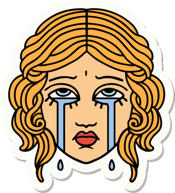 Bir insan tarafından çizilmiş geleneksel kadın yüzü stili bir dövme çıkartması.