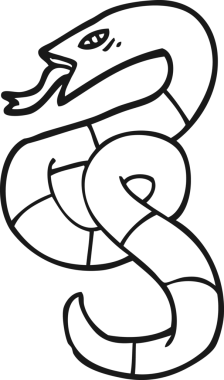 Bir insan tarafından çizilmiş tıslayan çizgi film yılanı.