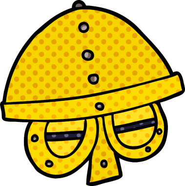 bir insan tarafından çizilmiş ortaçağ miğferi.