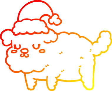 Bir insan tarafından çizilmiş şirin bir Noel köpeğinin sıcak gradyan çizimi