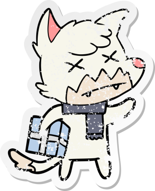 Bir insan tarafından çizilmiş ölü tilki çizgi filminin sıkıntılı çıkartması.