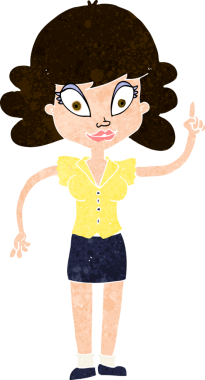 Bir insan tarafından çizilmiş mutlu bir kadın çizgi filmi.