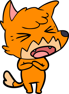 Bir insan tarafından çizilmiş kızgın çizgi film tilkisi.