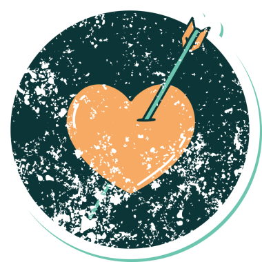 Bir insan tarafından çizilmiş ok ve kalbin sembolik depresif dövme görüntüsü