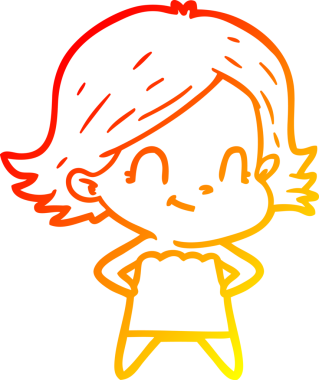 Bir insan tarafından çizilmiş, karikatür dostu bir kız çizimi.