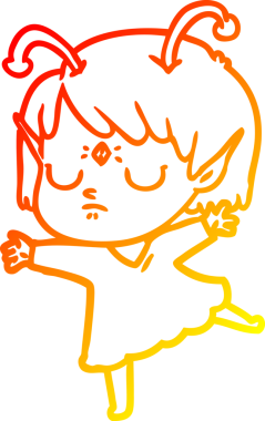 Bir insan tarafından çizilmiş bir uzaylı kız çizgi çizimi.