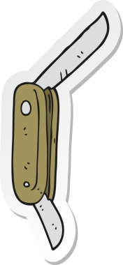 Bir insan tarafından çizilmiş bir çizgi film bıçağının çıkartması.