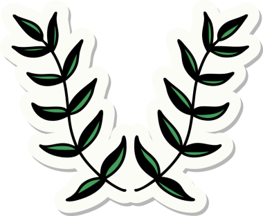 Bir insan tarafından çizilmiş defne defne stili dövme çıkartması.