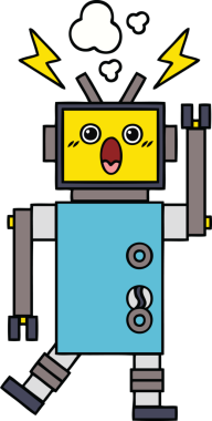 Bir insan tarafından çizilmiş arızalı bir robot çizimi.