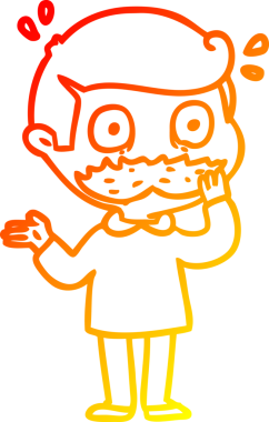 Bıyıklı bir çizgi film karakteri insan tarafından çizilmiş.