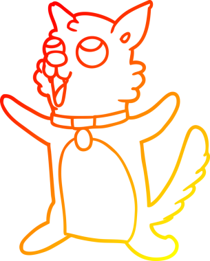 Bir insan tarafından çizilmiş çizgi film köpeğinin sıcak çizgi çizimi