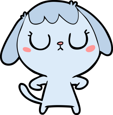 Bir insan tarafından çizilmiş şirin bir çizgi film köpeği.