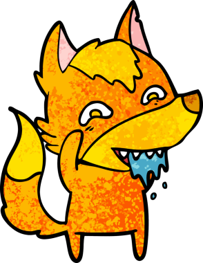 Bir insan tarafından çizilmiş tilki çizgi film karakteri