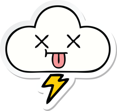 Bir insan tarafından çizilmiş şirin bir gökgürültüsü bulutunun çıkartması.