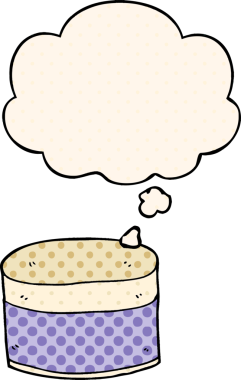 Çizgi roman tarzında bir insan tarafından çizilmiş düşünce baloncuklu çizgi film tenceresi.