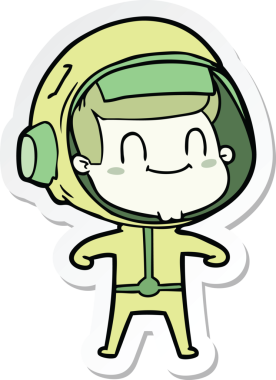 Bir insan tarafından çizilmiş mutlu bir astronotun çıkartması.