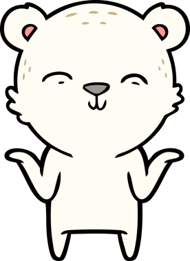 Mutlu çizgi film kutup ayısı bir insan tarafından çizilmiş omuzlarını silkiyor.