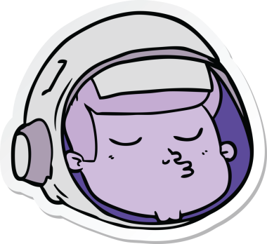 Bir insan tarafından çizilmiş bir astronot suratının çıkartması.