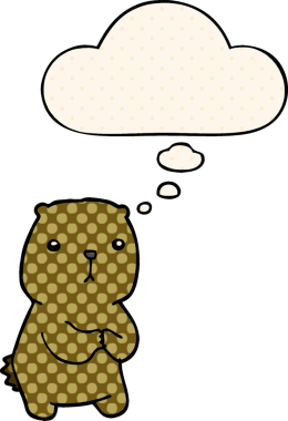 Çizgi roman tarzında bir insan tarafından çizilmiş, düşünceli bir ayı.