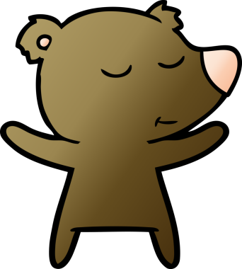 Bir insan tarafından çizilmiş mutlu çizgi film ayısı.