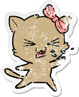 Bir insan tarafından çizilmiş karikatür bir kedinin sıkıntılı çıkartması.