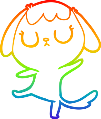 Gökkuşağı gradyan çizimi. Bir insan tarafından çizilmiş şirin bir köpek çizimi.