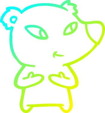 Bir insan tarafından çizilmiş şirin bir çizgi film ayısının soğuk gradyan çizgisi.