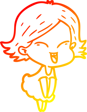 Bir insan tarafından çizilmiş mutlu bir çizgi film kızı çizimi