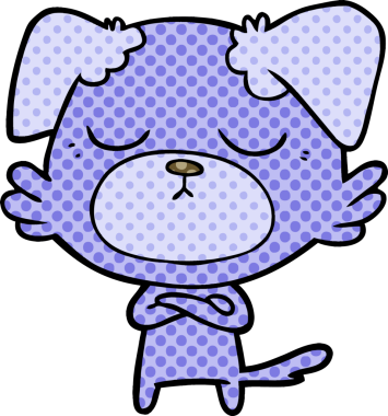 Bir insan tarafından çizilmiş şirin bir çizgi film köpeği.