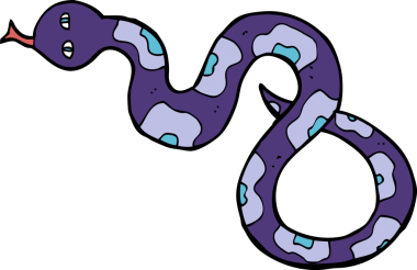 Bir insan tarafından çizilmiş çizgi film yılanı.