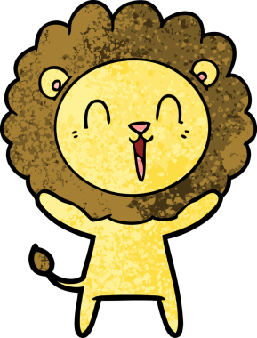 Bir insan tarafından çizilmiş gülen aslan çizgi filmi.