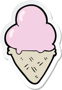 Bir insan tarafından çizilmiş karikatür dondurma etiketi.