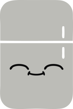 Bir insan tarafından çizilmiş bir buzdolabının düz renkli retro karikatürü