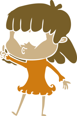 Bir insan tarafından çizilmiş düz renkli bir karikatür.