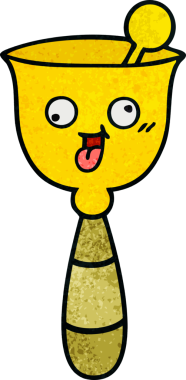 Bir insan tarafından çizilmiş okul çanının retro grunge desenli karikatürü.